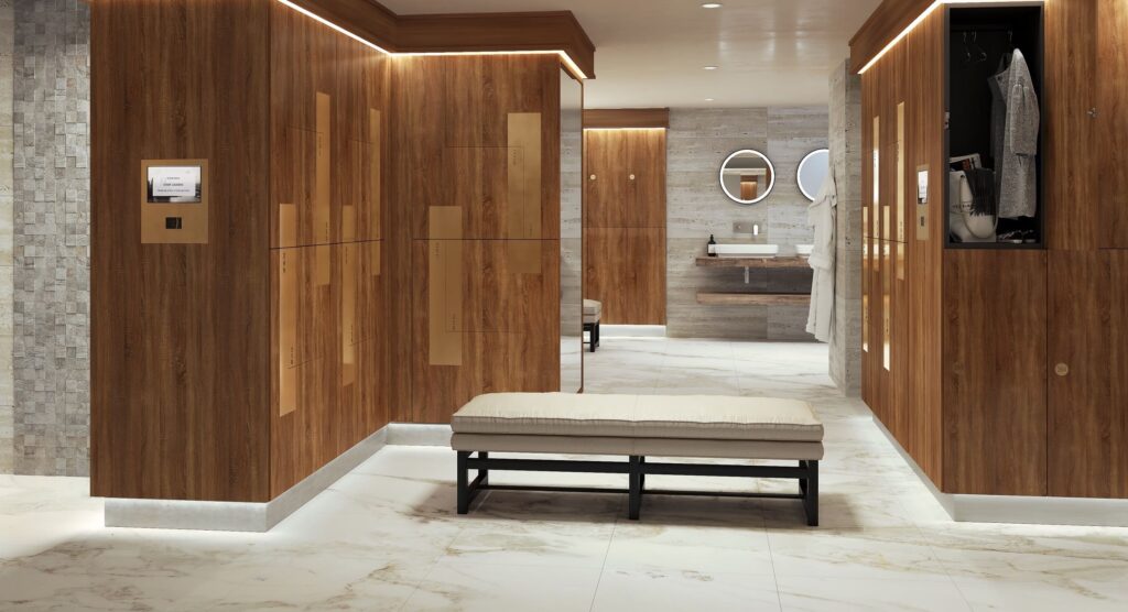 Live web managed locks installed in a fitness and leisure suite